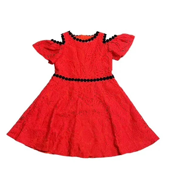 green lace up dress Vintage Scoop Neck Puff Sleeve Colorblock Lace-Up Midi Dress Green main image 1